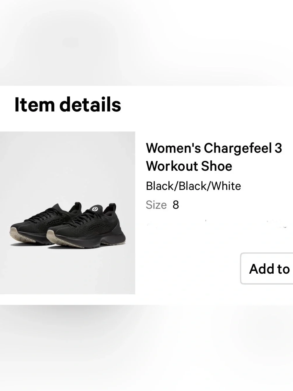 Lululemon Womens Chargefeel Black Workout Shoe